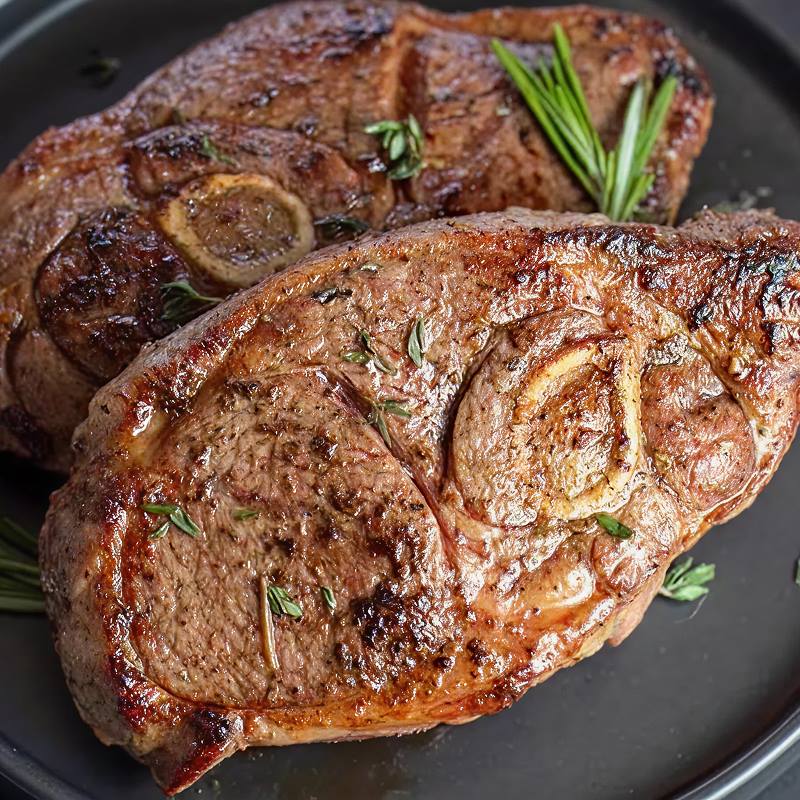 Double lamb shoulder chops with fries